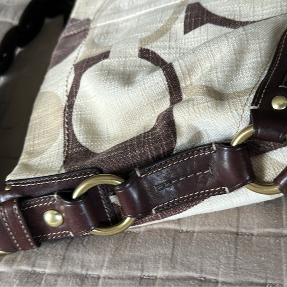 Coach Carly Hobo Bag – ‘08 Y2K Signature “C” Canvas & Leather Linen - Picture 3 of 8